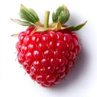 Raspberry sprouts isolated on white background with shadow. red berry fruit raspberries isolated for promotional purposes. autumn fall fruit raspberries photo