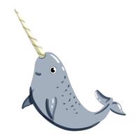 Image of a cute colorful Narwhal. This illustration showcases the intricate features of an narwhal's anatomy. Perfect for educational materials and animal-themed projects. Isolated image. vector