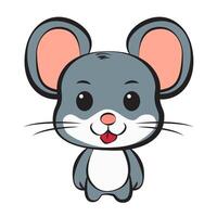 Cute illustration of a cartoon mouse with big ears, a happy expression, and a small tail. Ideal for children's books, educational materials, or character design. vector