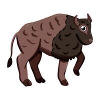 Image of a cute colorful Bison. This illustration showcases the intricate features of an Yak's anatomy. Perfect for educational materials and nature-themed projects. Isolated image. B animal. vector