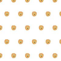Illustration pattern featuring cute cartoon lion faces evenly distributed across a white background. Ideal for children's textiles, wallpapers, or playful design projects. vector