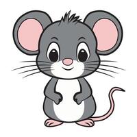 Cute illustration of a cartoon mouse with big ears, a happy expression, and a small tail. Ideal for children's books, educational materials, or character design. vector