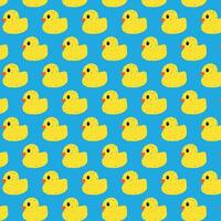 Cute pattern featuring yellow rubber ducks on a vibrant blue background. Perfect for baby products, playful fabric designs, wallpaper, and wrapping paper. Cute image and colorful image vector