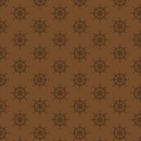 Cute pattern with dark brown ship wheels on a lighter brown background. Ideal for nautical-themed designs, fabric, wallpaper, and wrapping paper. Pirates background. vector