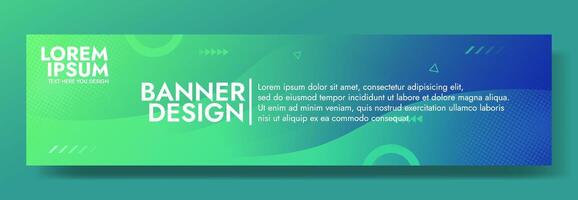 Abstract Green Blue banner template with Wavy Shapes vector