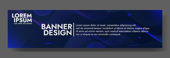 Abstract Blue banner template with Wavy Shapes vector
