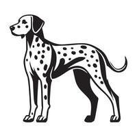 Dalmatian Dog Standing silhouette - standing dog side view illustration in black and white vector