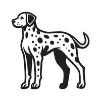 Dalmatian Dog Standing silhouette - standing dog side view illustration in black and white vector