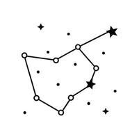 Outer Space Outline Design, Space Clipart - Onstellations Connect The Dots Style Illustration in black and white vector