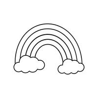 Outer Space Outline Design, Space Clipart - Rainbow Illustration in black and white vector