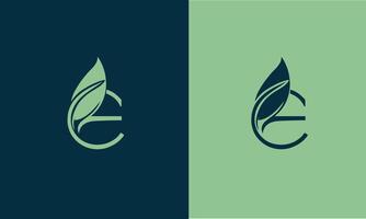 Letter E with leaf logo template. Suitable for business, natural and flat style logo design concept. pro vector