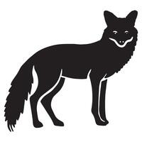 Fox Silhouette Standing Alert Isolated on White Background vector