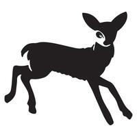 Young Deer Silhouette Illustration Isolated on White Background vector