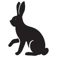Rabbit Silhouette Sitting Pose Isolated on White Background vector