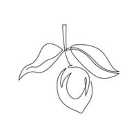 continuous mono line drawing of lemon vector