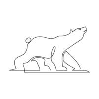 continuous single line drawing of cute bear vector