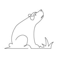 continuous single line drawing of bear looking up vector