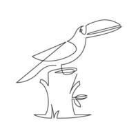 continuous single line drawing of cute toucan vector