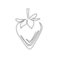 continuous mono line drawing of strawberry vector