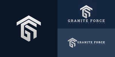 Modern hexagon initial letter GF or FG logo in silver color isolated on multiple background colors. The logo is suitable for construction company logo design inspiration templates. vector