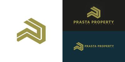 Modern initial letter P or PP in gold color isolated on multiple background colors. The logo is suitable for property management company logo design inspiration templates. vector