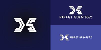 Modern initial letter DS or SD in white isolated on multiple background colors. The logo is suitable for business and consulting company logo design inspiration templates. vector