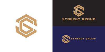 Modern hexagon initial letter SG or GS in gold isolated on multiple background colors. The logo is suitable for start-up businesses and consulting company logo design inspiration templates. vector