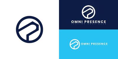 Modern circle initial letter OP or PO logo in blue color isolated on multiple background colors. The logo is suitable for digital marketing business logo design inspiration templates. vector