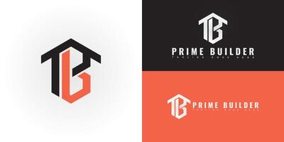 Modern hexagon initial letter PB or BP in orange-black color isolated on multiple background colors. The logo is suitable for home improvement company logo design inspiration templates. vector