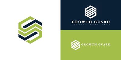Modern hexagon initial letter G or GG logo in blue-green color isolated on multiple background colors. The logo is suitable for accounting and financial services logo design inspiration vector