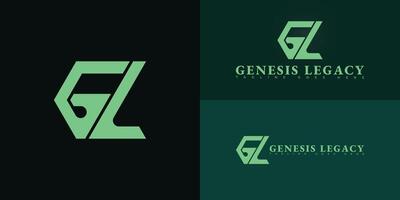 Modern initial letter GL or LG in green color isolated on multiple background colors. The logo is suitable for financial advisory logo design inspiration templates. vector