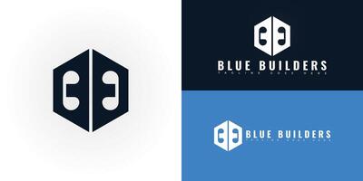 Modern hexagon initial letter B or BB in blue color isolated on multiple background colors. The logo is suitable for construction company logo design inspiration templates. vector