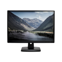 LCD TV monitor with reflection, a computer monitor with a mountain landscape in the background png