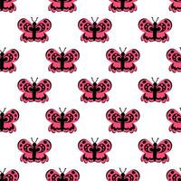 Seamless Pattern with pink butterfly. Abstract ornament design wings. Insect wallpaper. illustration background. vector
