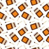 Seamless Pattern with Matchsticks and matchbox. flat illustration. vector