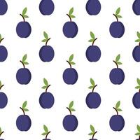 Seamless Pattern with Plum. Summer fruit background. flat illustration. vector