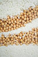 A captivating Chickpeas and Rice Pattern Background for various culinary applications and themes photo