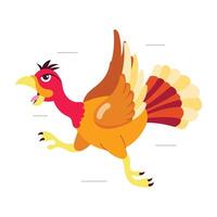 Running turkey sticker designed in flat style vector