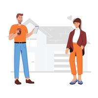 A flat illustration of property dealer and buyer negotiation vector