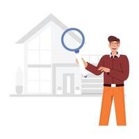A flat style illustration of home inspection vector