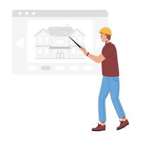 Character based flat illustration of property presentation vector