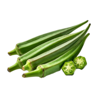 a bunch of green okra on a transparent background png