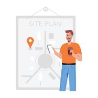 A character based flat illustration of site plan vector