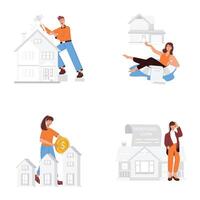 Pack of Real Estate Flat Illustrations vector