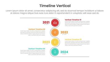vertical timeline milestone infographic template banner with circle with line cycle circular with 4 point list information for slide presentation vector