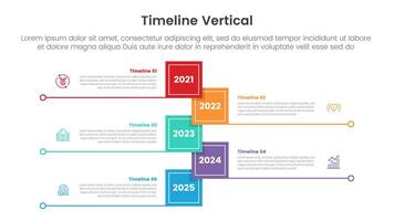 vertical timeline milestone infographic template banner with square shape and line bottom accessories with 5 point list information for slide presentation vector