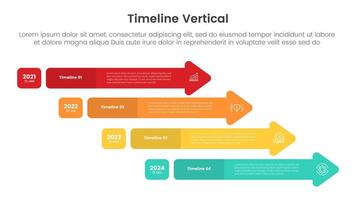 vertical timeline milestone infographic template banner with round arrow waterfall stack with 4 point list information for slide presentation vector