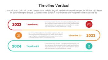 vertical timeline milestone infographic template banner with line connection circular with 3 point list information for slide presentation vector