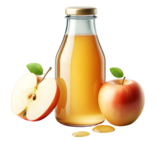 A bottle of fresh apple juice transparent background png