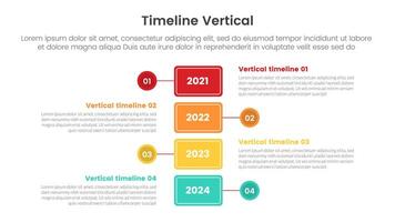 vertical timeline milestone infographic template banner with round rectangle box and circle line connection with 4 point list information for slide presentation vector